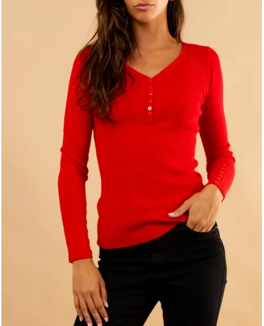 Pull strie boutons