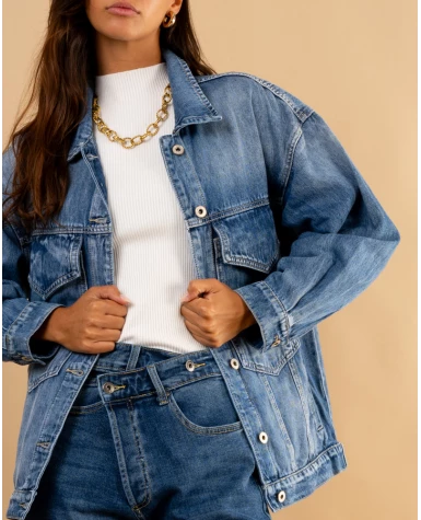 Veste jean oversize poches