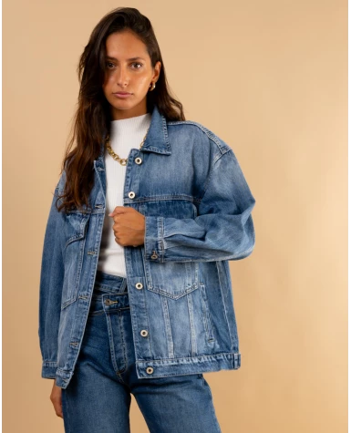 Veste jean oversize poches