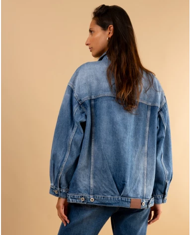 Veste jean oversize poches