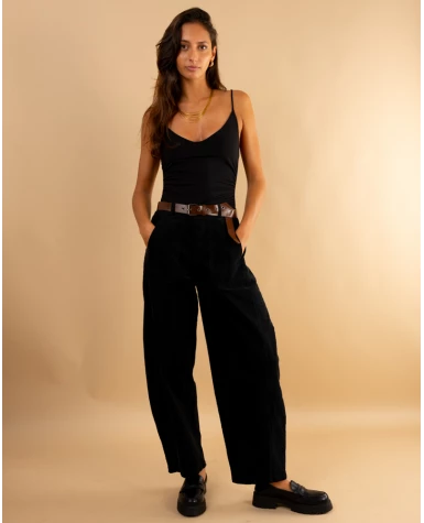 Pantalon balloon côtelé