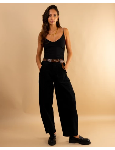 Pantalon balloon côtelé