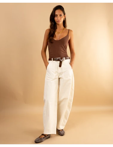 Pantalon balloon côtelé