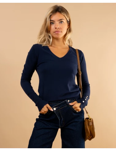 Pull col en v boutons