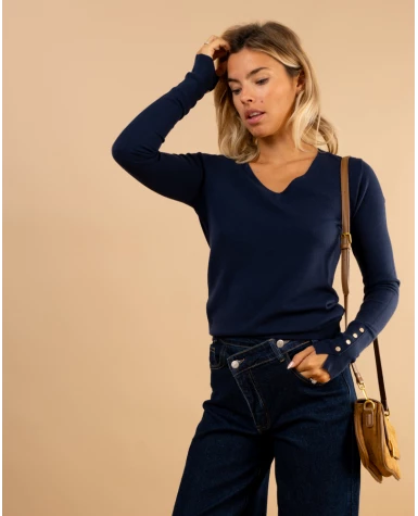 Pull col en v boutons