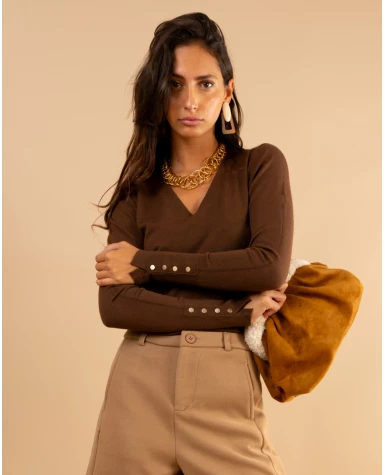 Pull col en v boutons