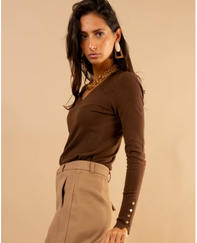 Pull col en v boutons