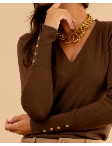 Pull col en v boutons