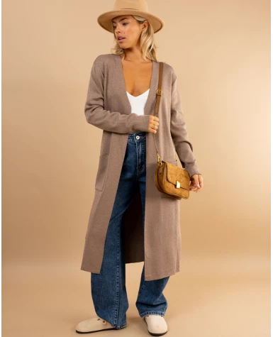 Gilet long poches lurex