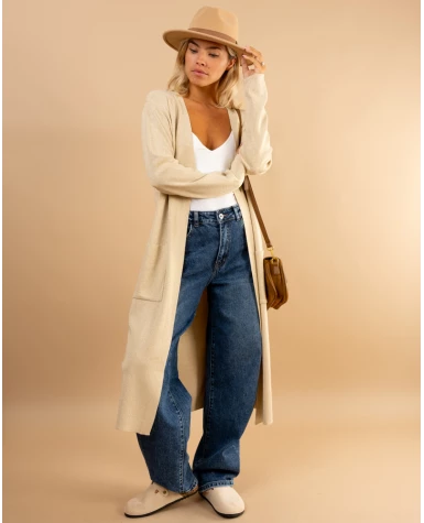 Gilet long poches lurex