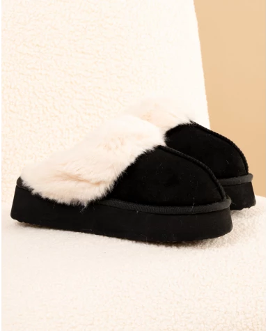 Chaussons fourrés plateforme