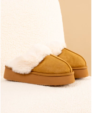 Chaussons fourrés plateforme