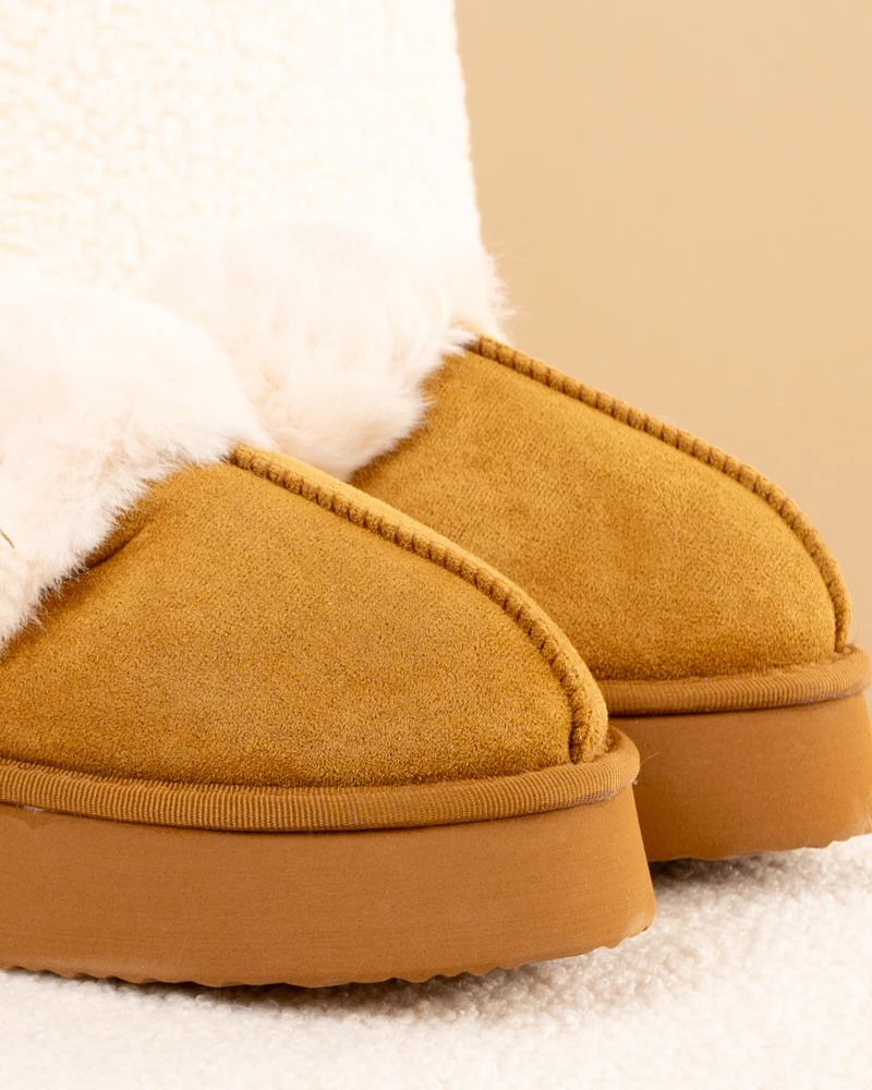 Chaussons fourrés plateforme
