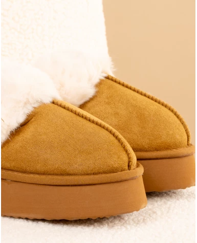 Chaussons fourrés plateforme