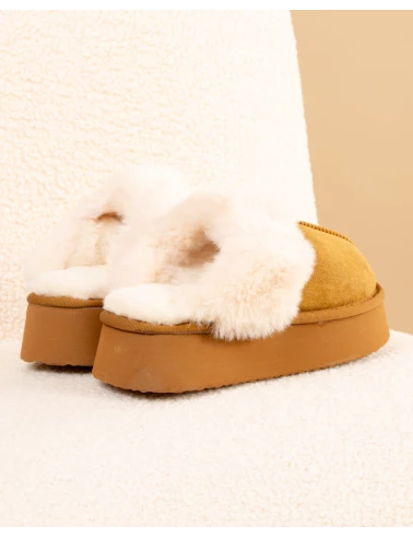 Chaussons fourrés plateforme