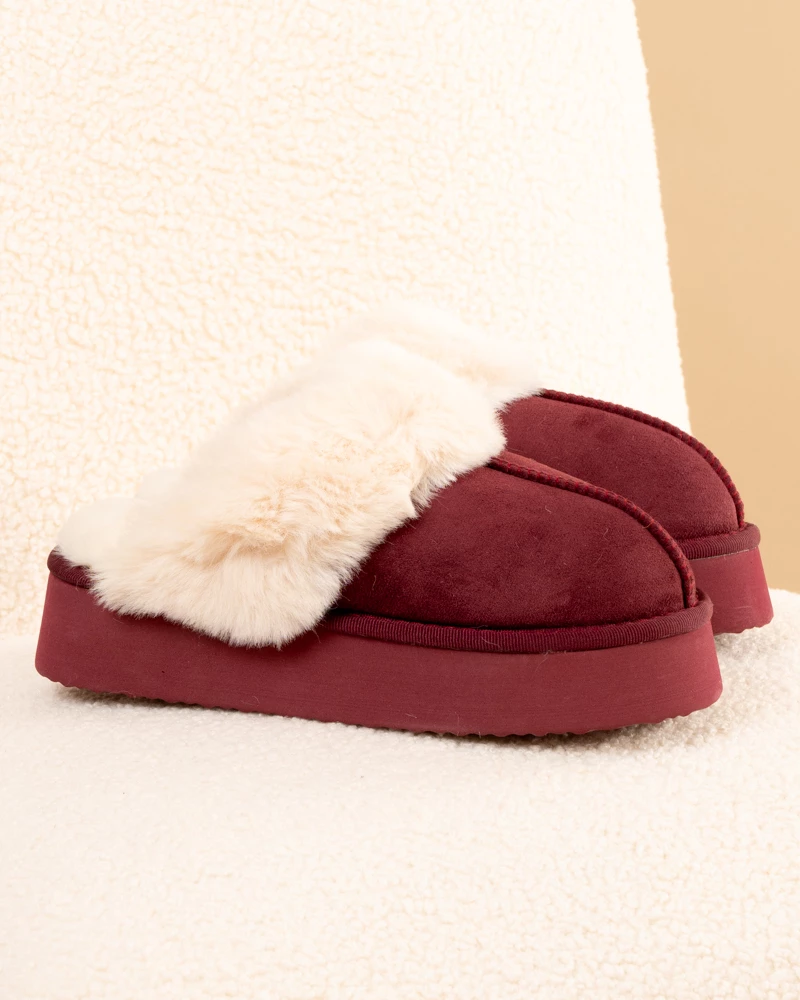 Chaussons fourrés plateforme