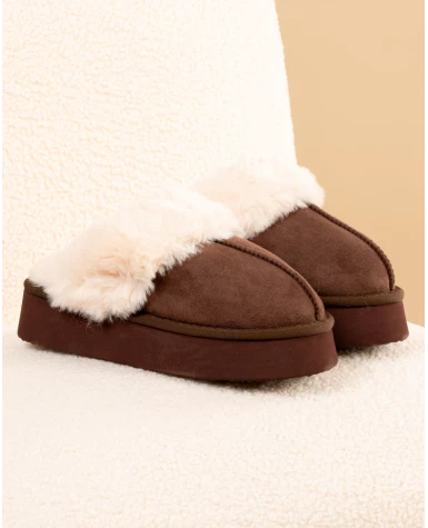 Chaussons fourrés plateforme