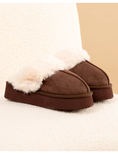Chaussons fourrés plateforme