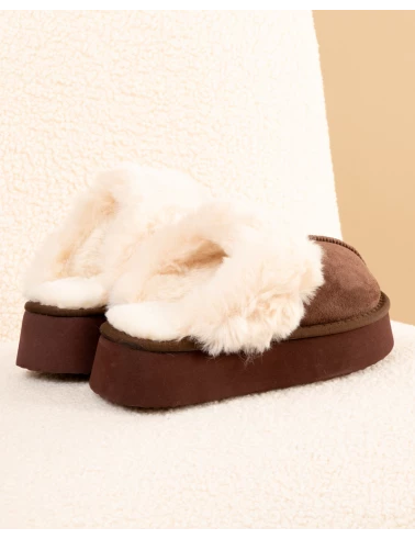 Chaussons fourrés plateforme