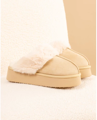 Chaussons fourrés plateforme