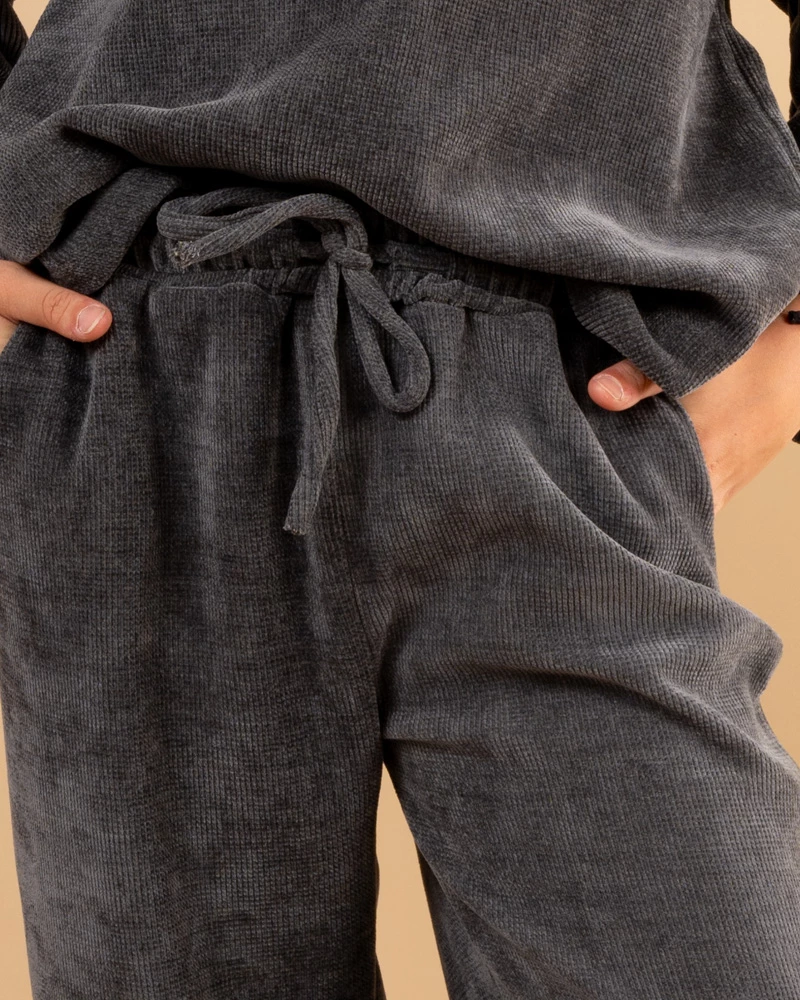 Pantalon large velours
