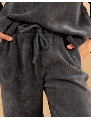 Pantalon large velours