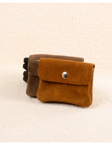 Porte cartes daim