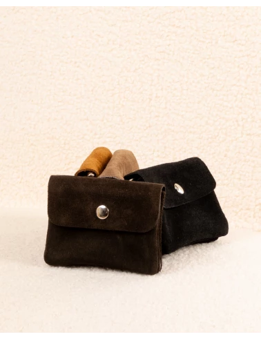 Porte cartes daim