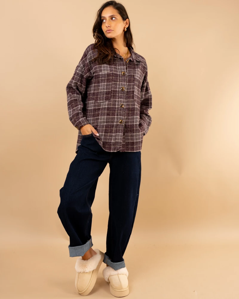 Chemise carreaux bordeaux