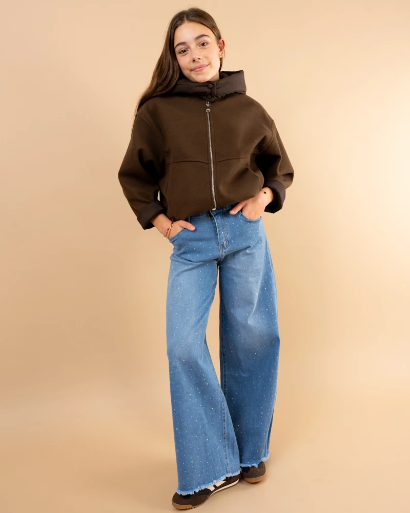 Jean large strass
