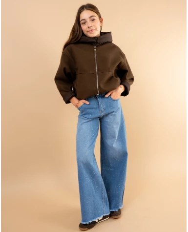 Jean large strass