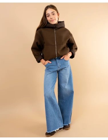 Jean large strass