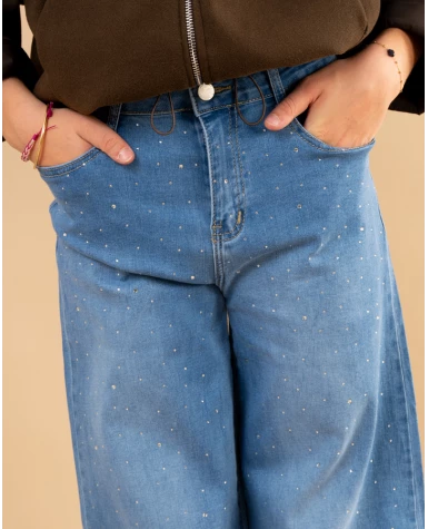 Jean large strass