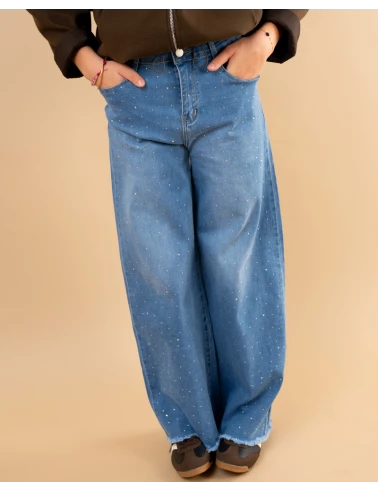 Jean large strass