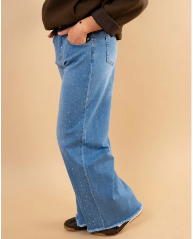 Jean large strass