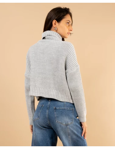 Pull court col roulé