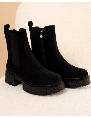 Bottines élastique suédine