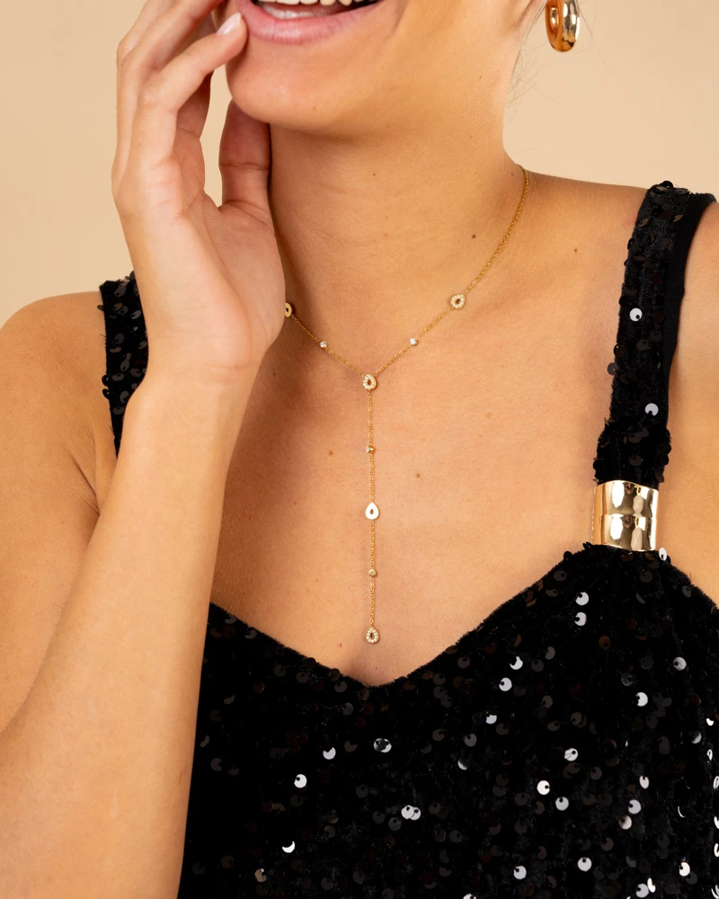 Collier Y strass