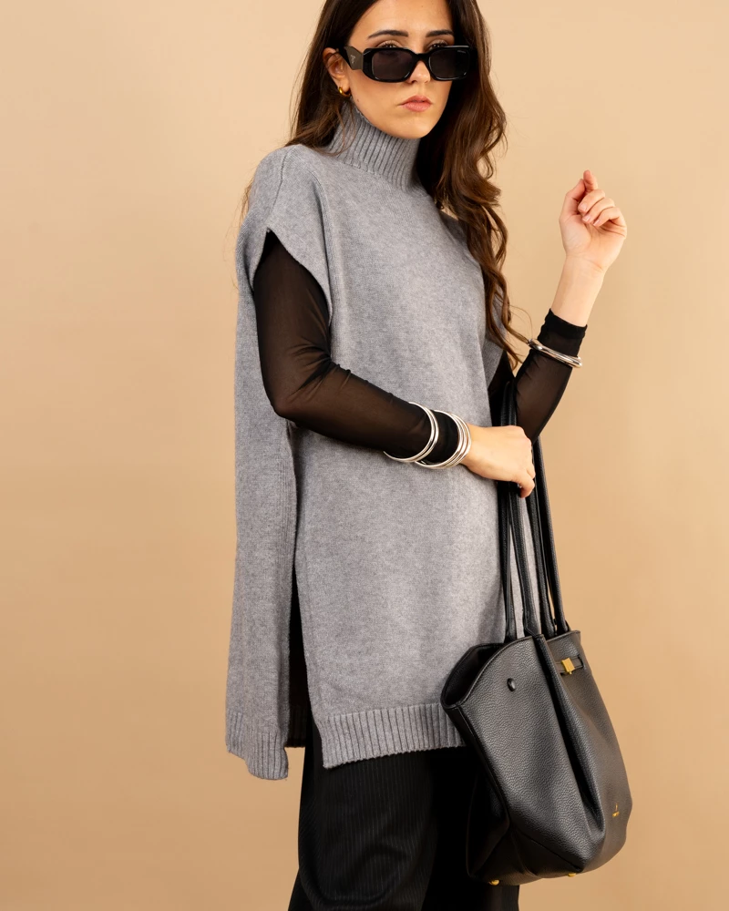 Poncho col roulé
