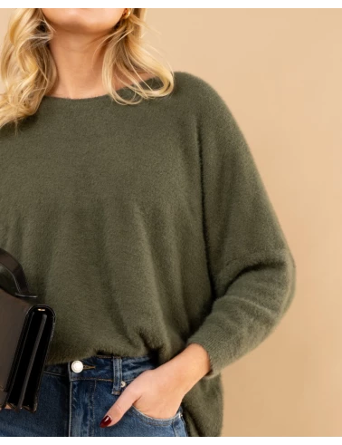 Pull col rond angora