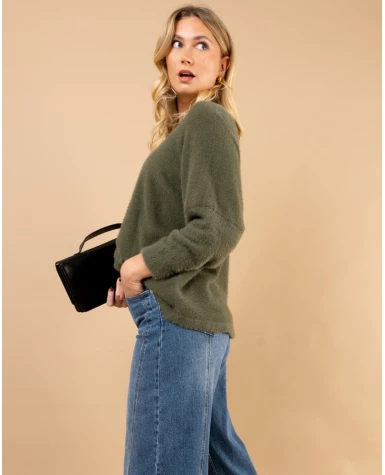 Pull col rond angora