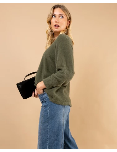 Pull col rond angora