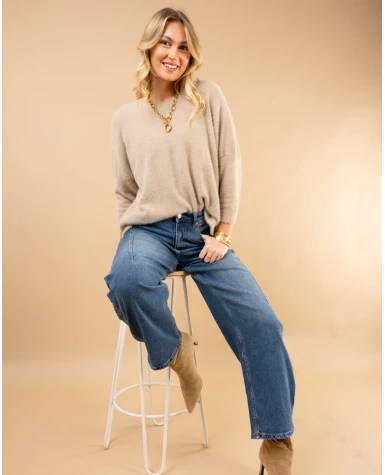 Pull col rond angora
