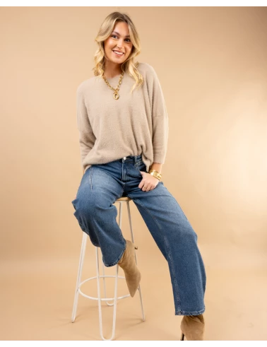 Pull col rond angora