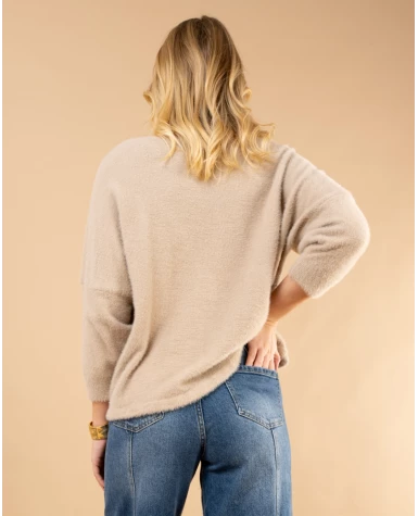 Pull col rond angora