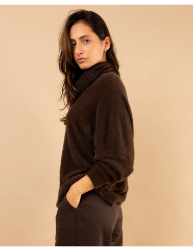 Pull col roulé angora