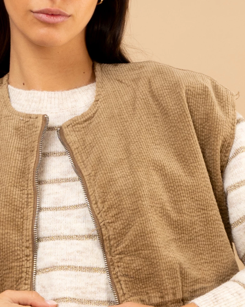 Veste sans manches côtelé