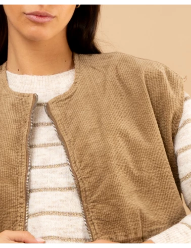 Veste sans manches côtelé
