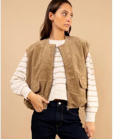 Veste sans manches côtelé