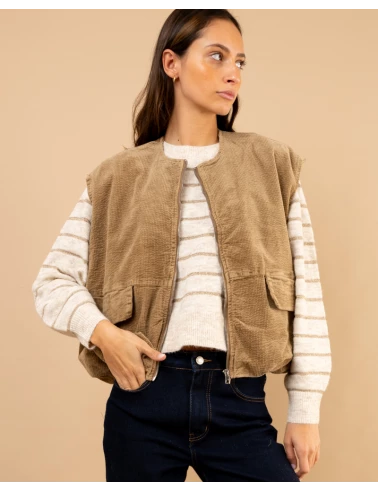 Veste sans manches côtelé